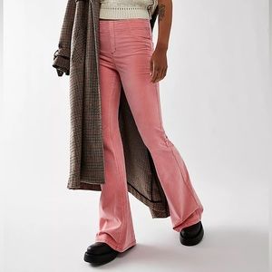 Free People We the Free Pink Pull On Corduroy Flare Pants